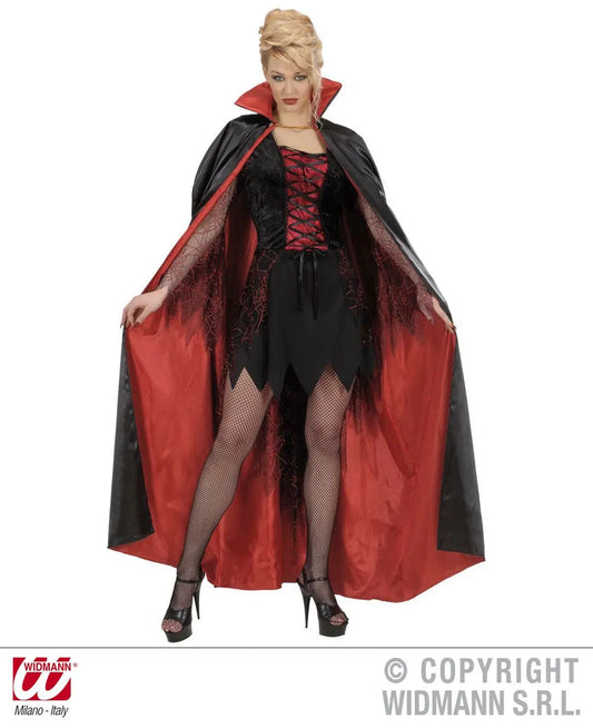 Mantello NERO-ROSSO foderato in RASO 158 cm - tuttocostumi.it