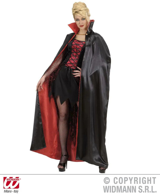 Mantello NERO-ROSSO foderato in RASO 158 cm - tuttocostumi.it