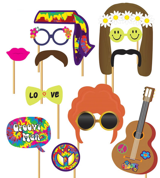 Set PHOTO BOOTH HIPPIE 12 pezzi di Guirca - tuttocostumi.it