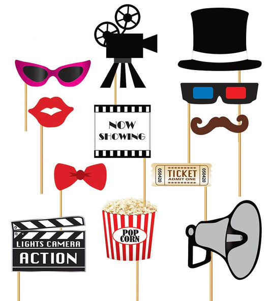 Set PHOTO BOOTH CINEMA 12 pezzi di Guirca - tuttocostumi.it