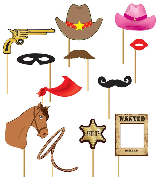 Set PHOTO BOOTH COWBOY 12 pezzi di Guirca - tuttocostumi.it