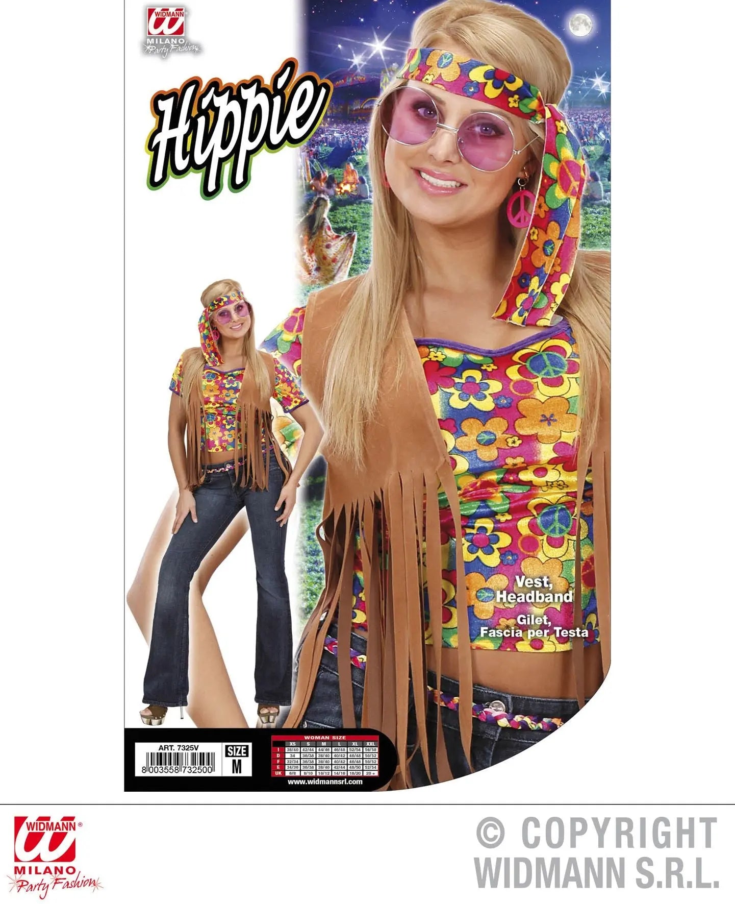 Gilet HIPPIE con fascia per testa DONNA - tuttocostumi.it