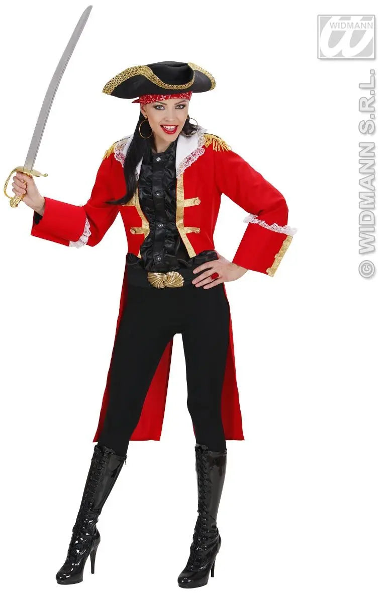Costume CAPITANO PIRATA DONNA rosso di Widmann - tuttocostumi.it