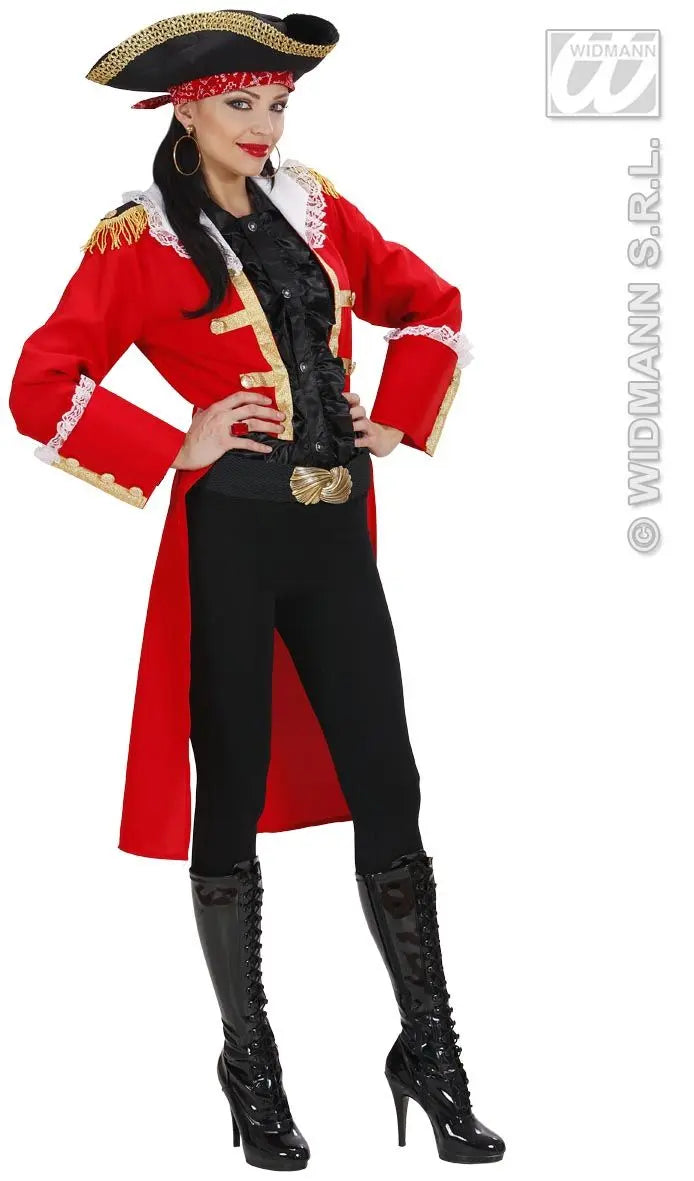 Costume CAPITANO PIRATA DONNA rosso di Widmann - tuttocostumi.it