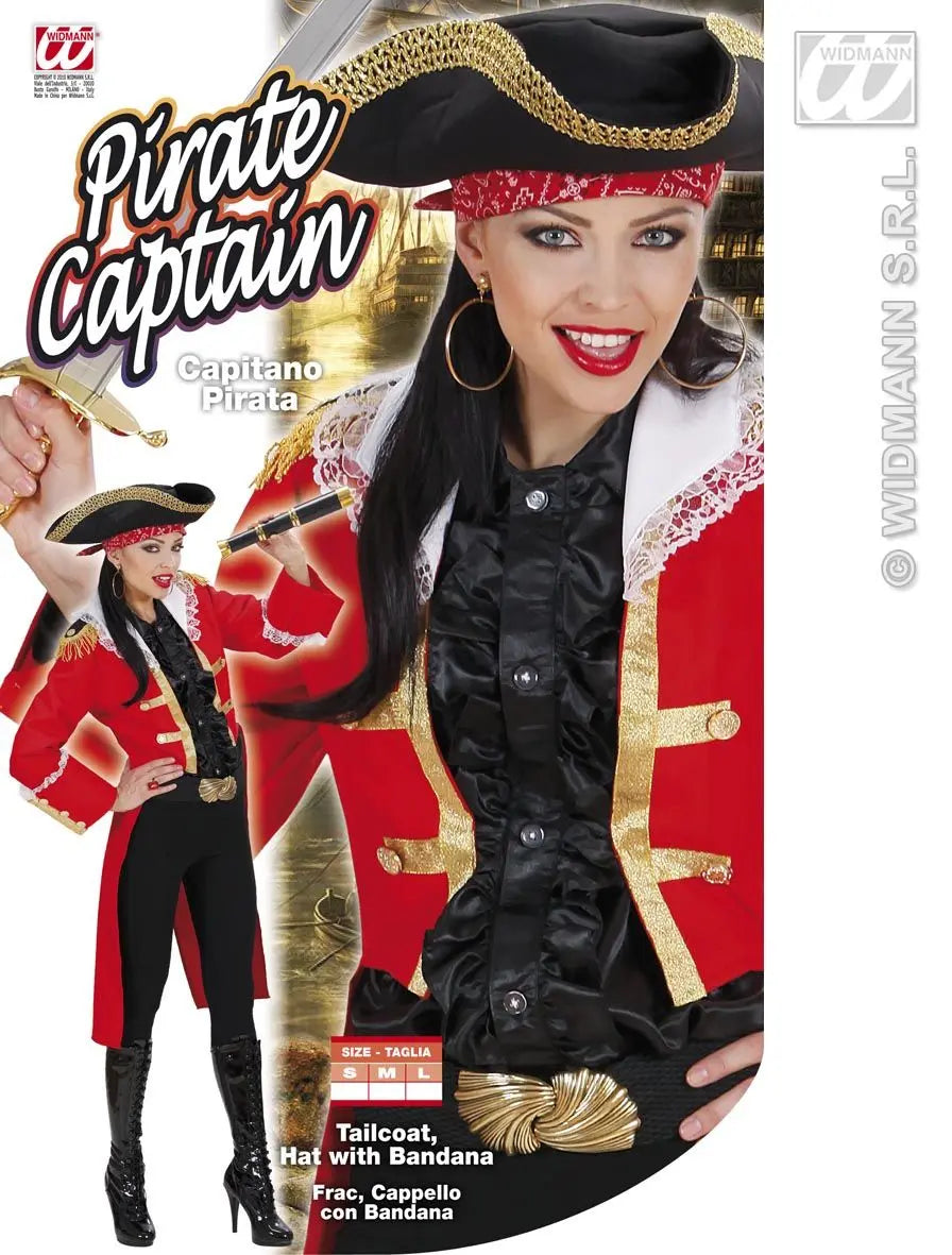 Costume CAPITANO PIRATA DONNA rosso di Widmann - tuttocostumi.it