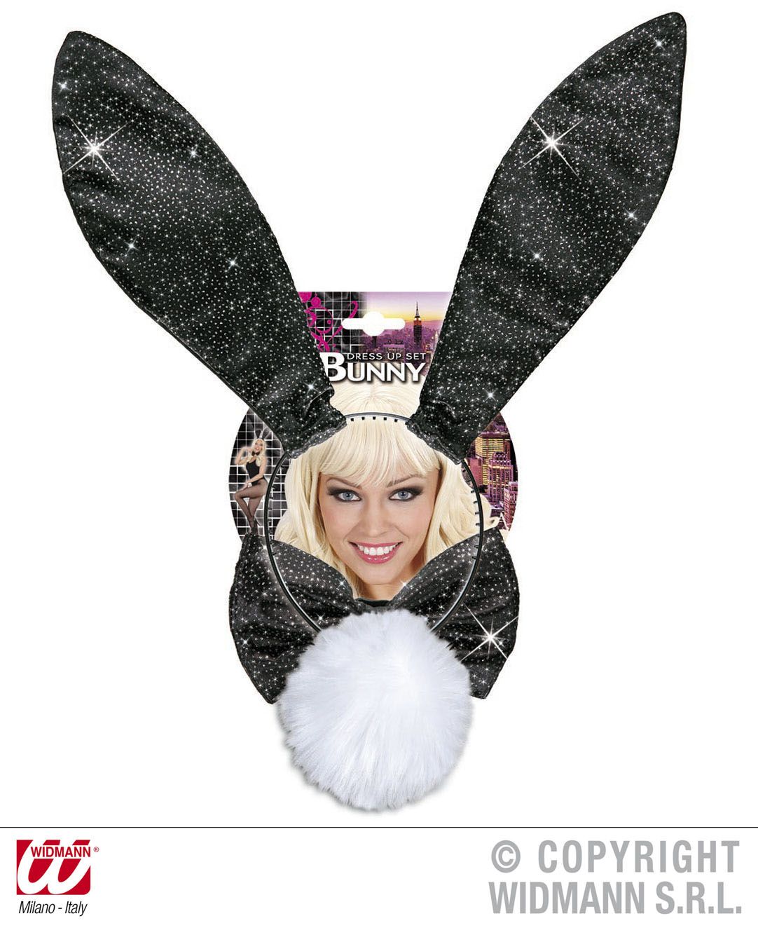Set coniglietta NERA GLITTER di Widmann - tuttocostumi.it