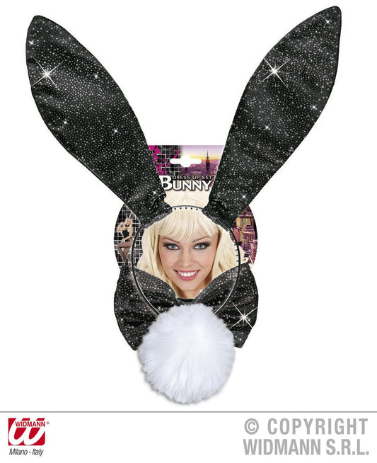 Set coniglietta NERA GLITTER di Widmann - tuttocostumi.it