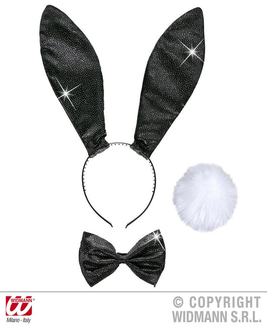 Set coniglietta NERA GLITTER di Widmann - tuttocostumi.it