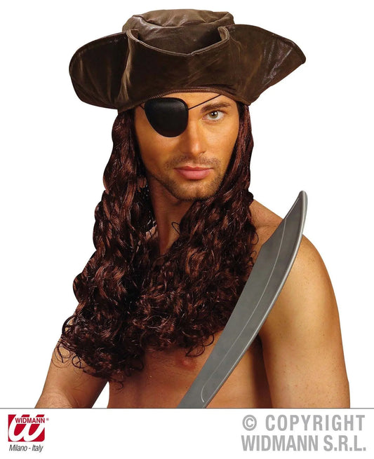 Tricorno PIRATA similpelle con parrucca - tuttocostumi.it