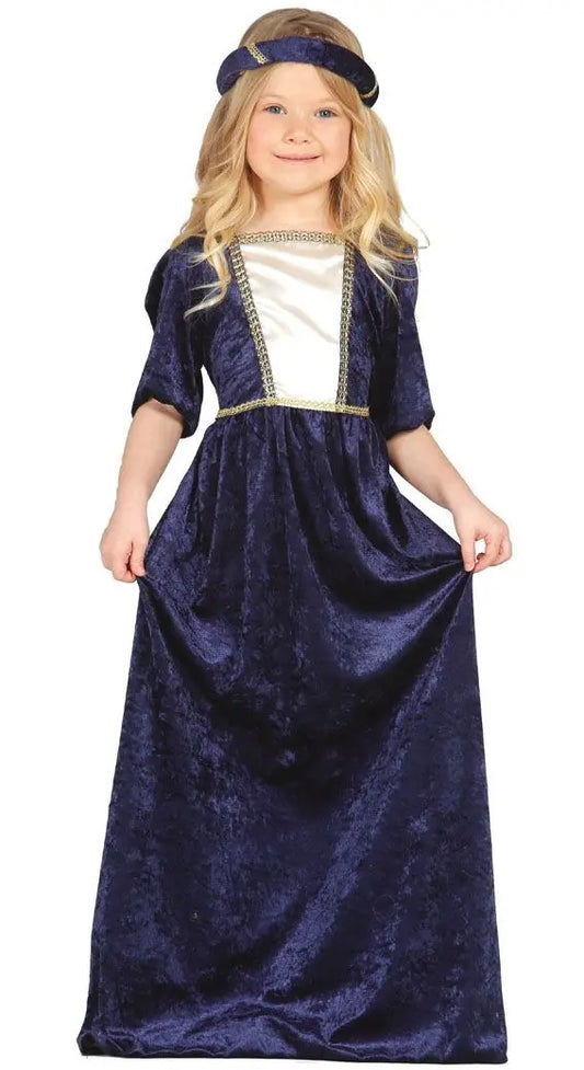 Costume DAMA MEDIEVALE BLU bambina - tuttocostumi.it