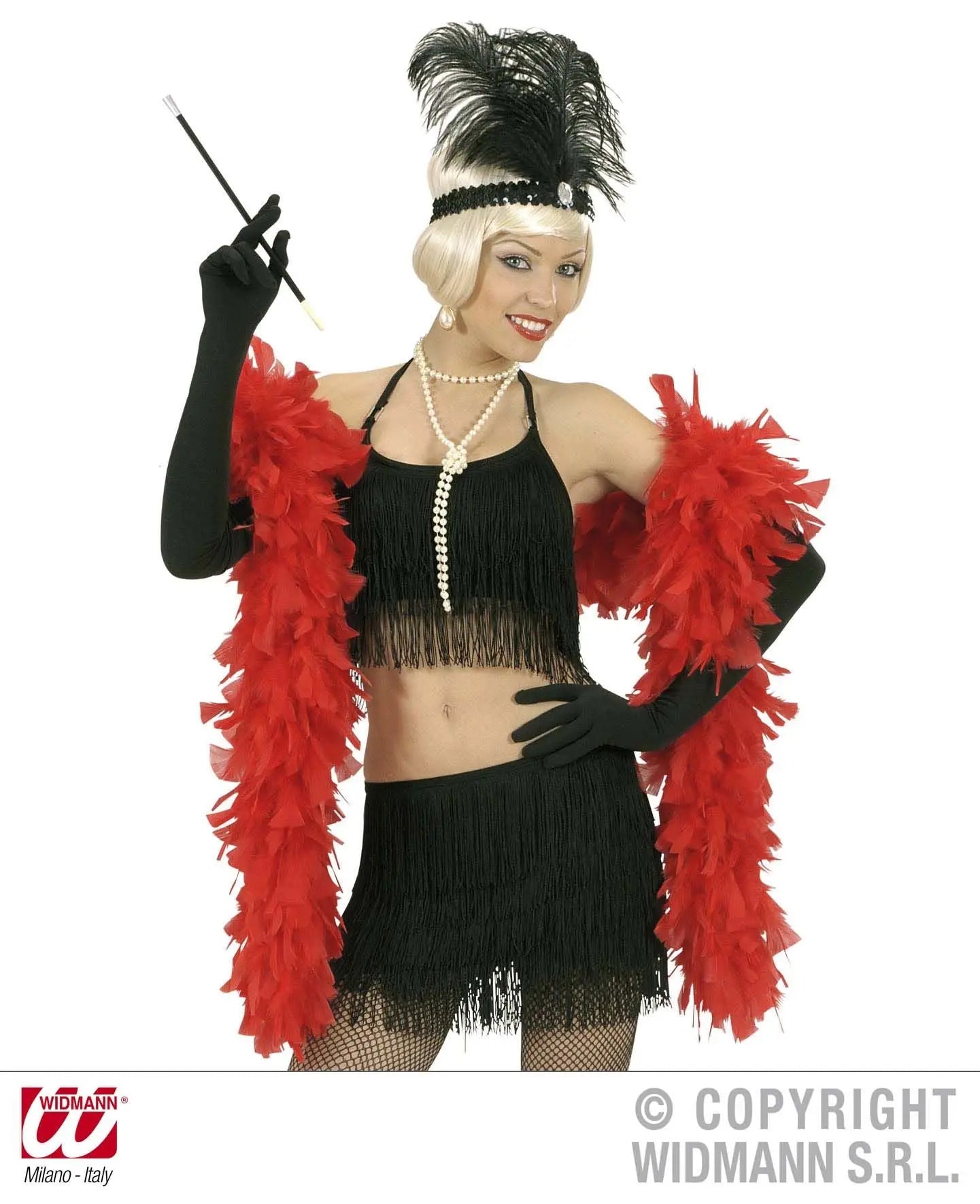Fascia NERA IN PAILLETTES con 2 PIUME e GEMMA - tuttocostumi.it