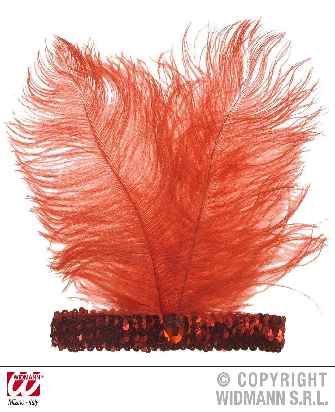 Fascia ROSSA IN PAILLETTES con 2 PIUME e GEMMA - tuttocostumi.it