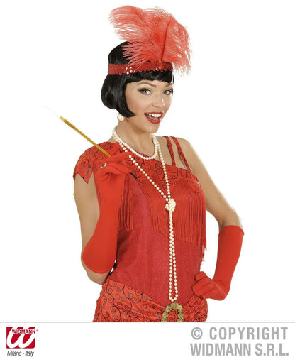 Fascia ROSSA IN PAILLETTES con 2 PIUME e GEMMA - tuttocostumi.it