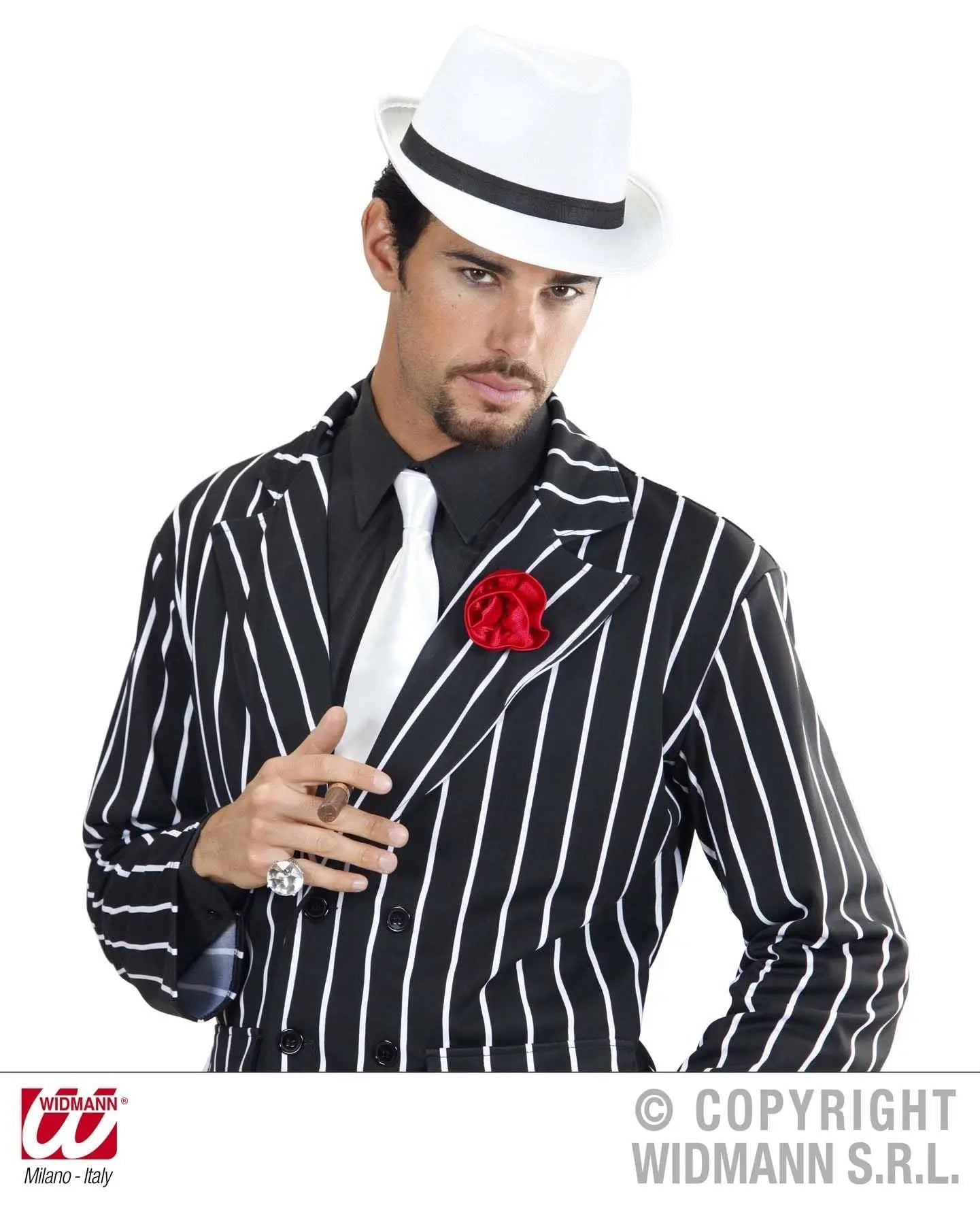 Cappello GANGSTER classico bianco fascia nera - tuttocostumi.it