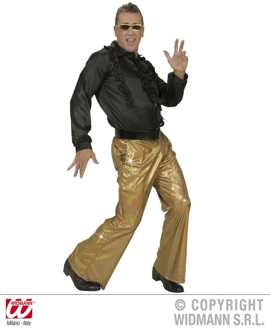 Pantaloni in tessuto OLOGRAFICO ORO XL - tuttocostumi.it