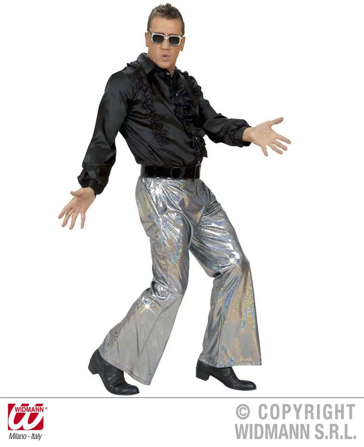 Pantaloni in tessuto OLOGRAFICO ARGENTO XL - tuttocostumi.it