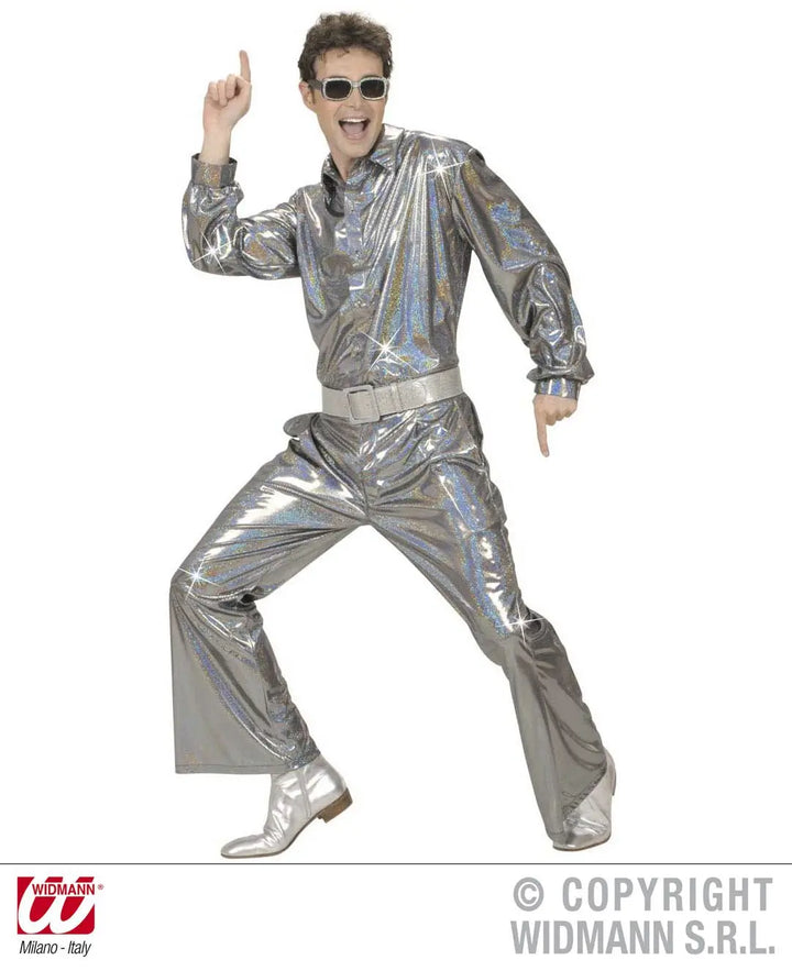 Pantaloni in tessuto OLOGRAFICO ARGENTO XL - tuttocostumi.it