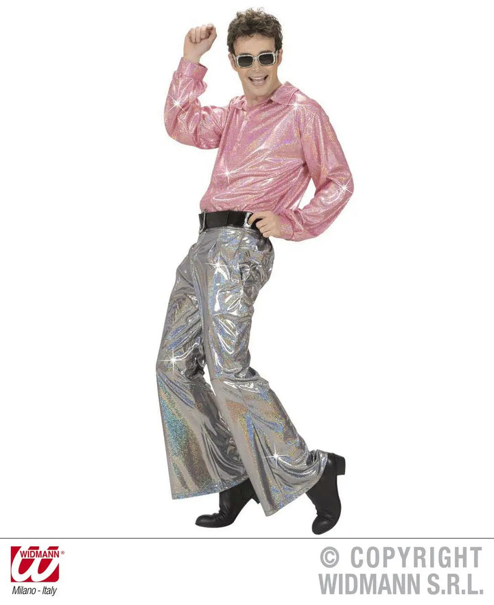 Pantaloni in tessuto OLOGRAFICO ARGENTO XL - tuttocostumi.it