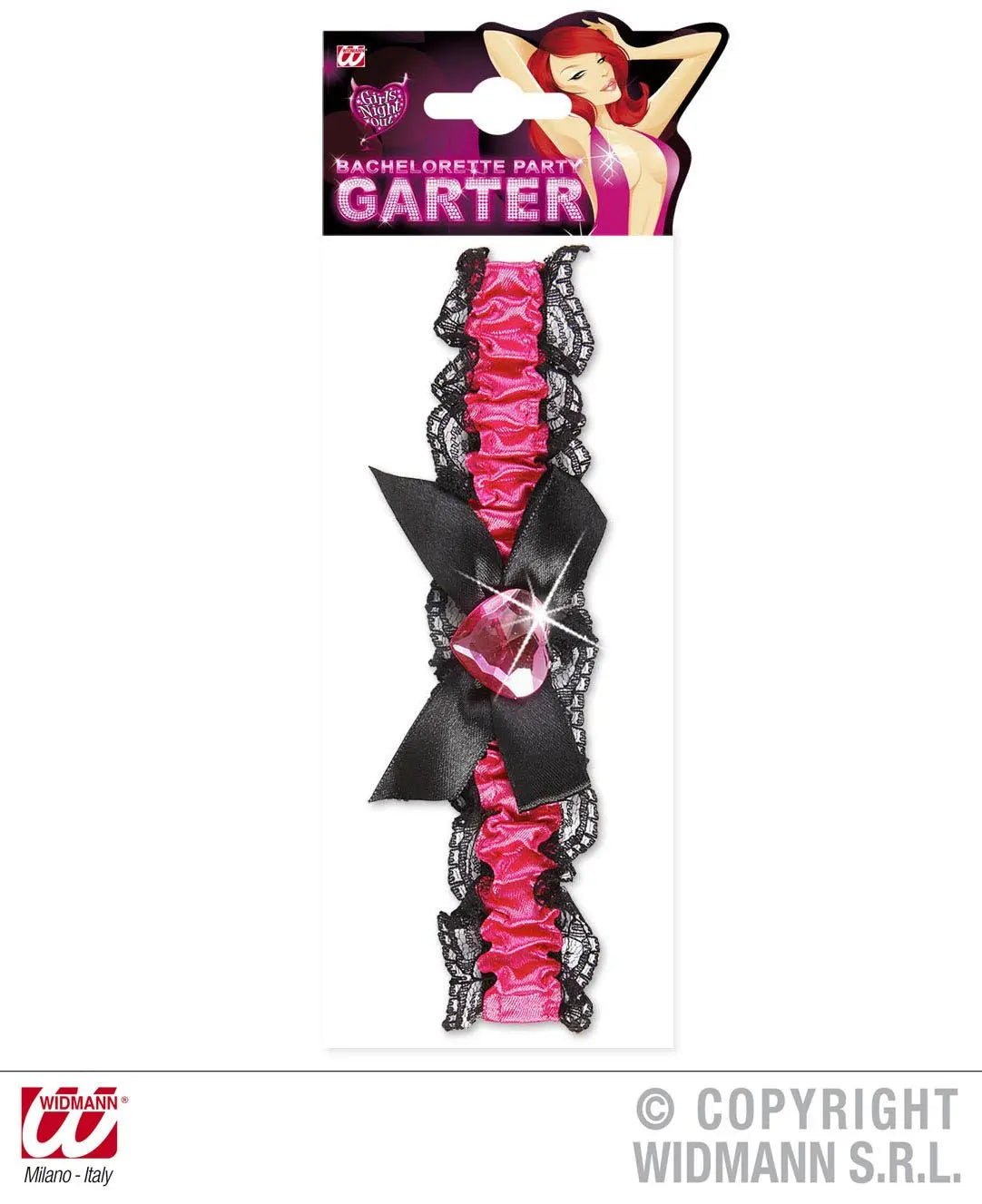 Giarrettiera FUCSIA CON FIOCCO E GEMMA CUORE FUCSIA - tuttocostumi.it