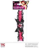 Giarrettiera FUCSIA CON FIOCCO E GEMMA CUORE FUCSIA