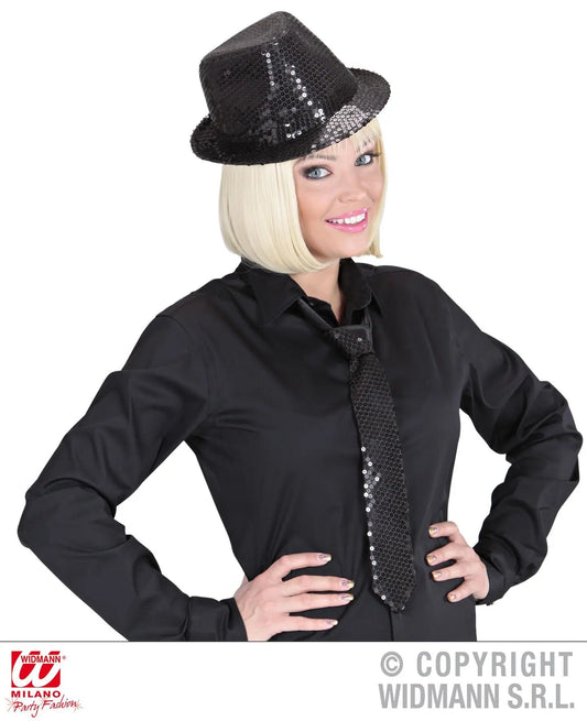 Cappello FEDORA IN PAILLETTES NERO - tuttocostumi.it