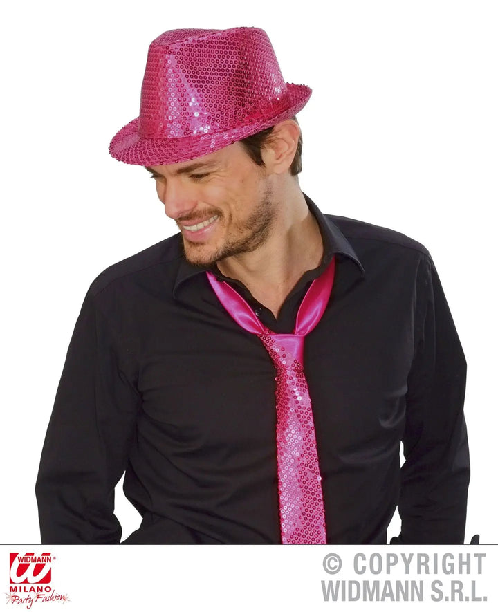 Cappello FEDORA IN PAILLETTES PINK - tuttocostumi.it