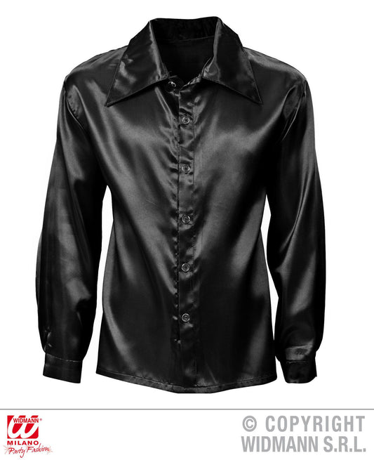Camicia DISCO ANNI 70 nera in raso di Widmann - tuttocostumi.it