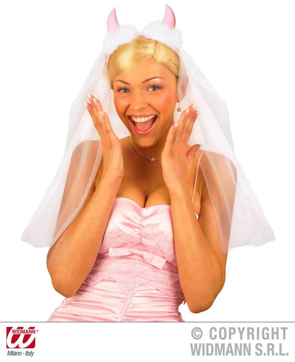 Velo sposa con corna diavolo rosa - tuttocostumi.it