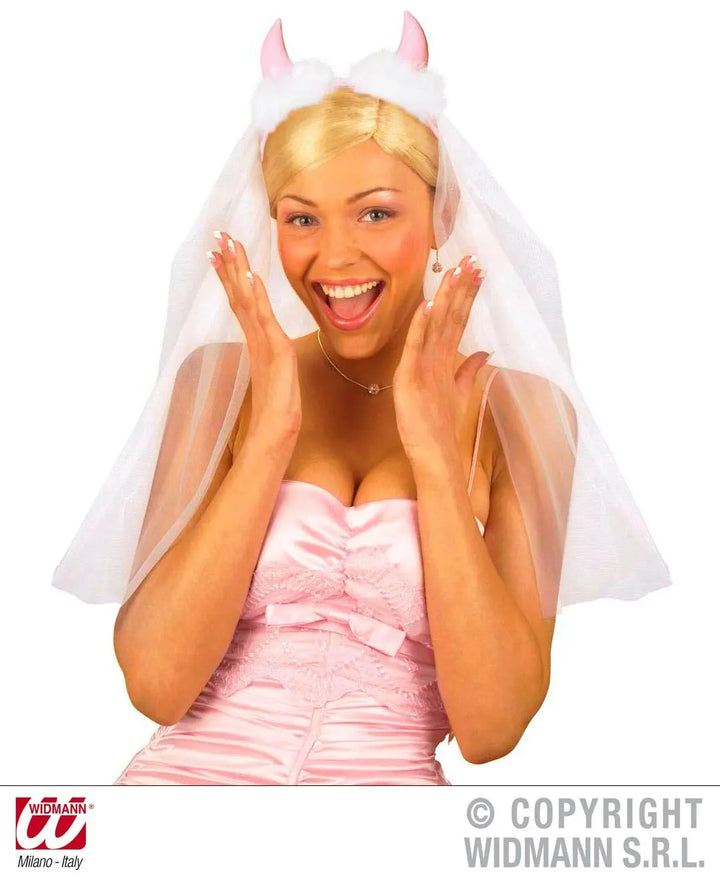 Velo sposa con corna diavolo rosa - tuttocostumi.it