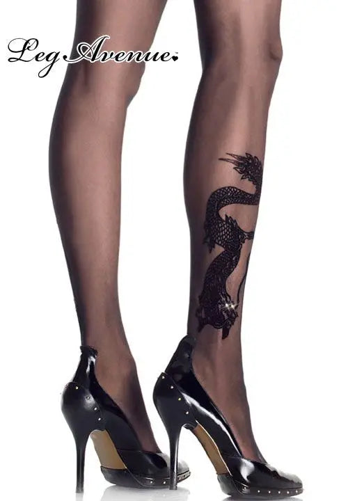 Collant con disegno tattoo DRAGO di Leg Avenue - tuttocostumi.it