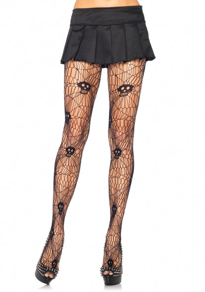 Collant rete larga con teschi di Leg Avenue - tuttocostumi.it
