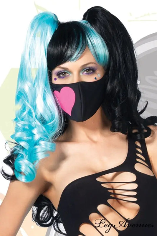 Parrucca lunga nero e azzurra - tuttocostumi.it