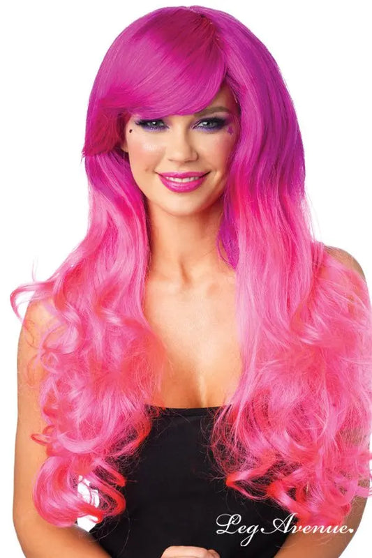 Parrucca lunga in rosa degrade - tuttocostumi.it