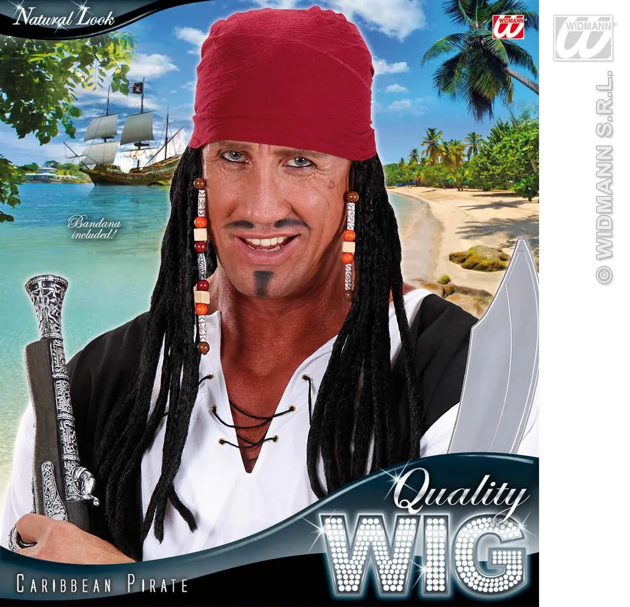 Bandana pirata dei caraibi con Dreadlocks di Widmann - tuttocostumi.it
