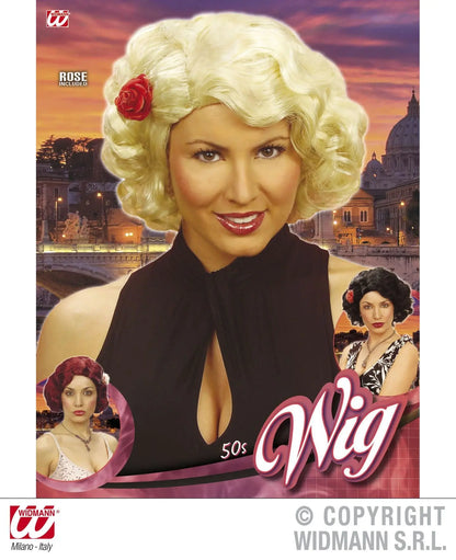 Parrucca ANNI 50 CON ROSA - tuttocostumi.it
