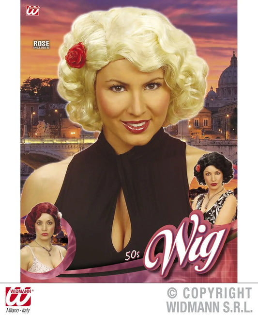 Parrucca ANNI 50 CON ROSA - tuttocostumi.it