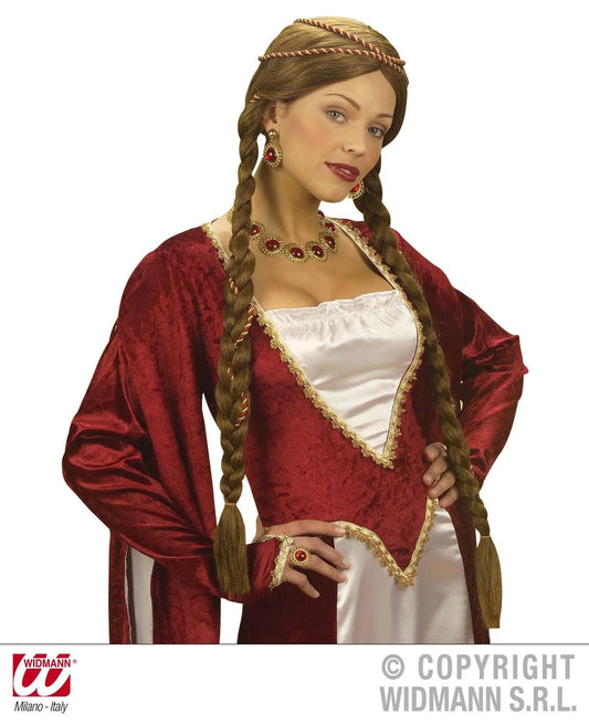 Parrucca REGINA DEL RINASCIMENTO castana - tuttocostumi.it